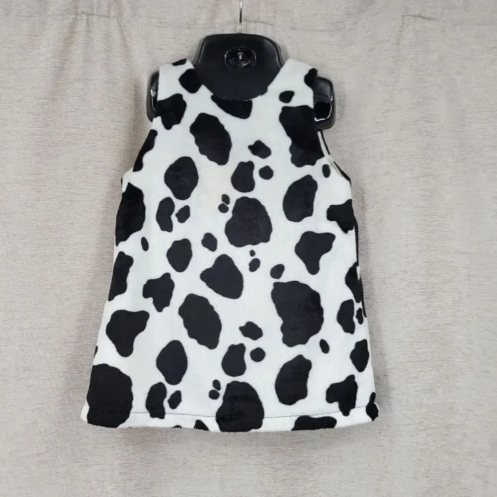 The Children's Place Black and White Girls Cow Print Shift Dress Y2K